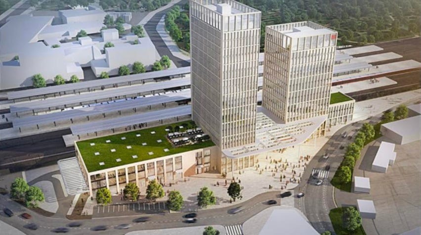 Architektenentwurf für neuen Fernbahnhof Altona am Diebsteich